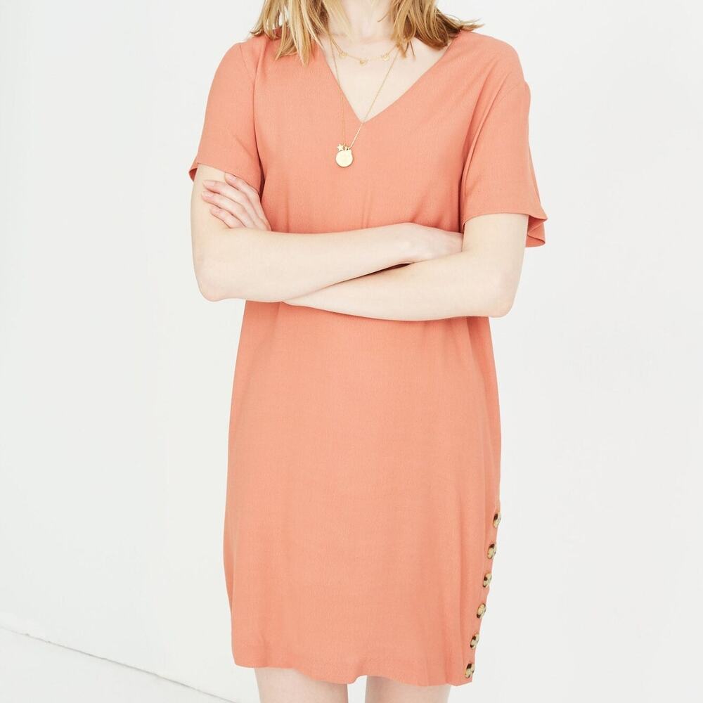 Madewell Women's Side-Button Easy Dress Sweet‎ Dahlia Size S